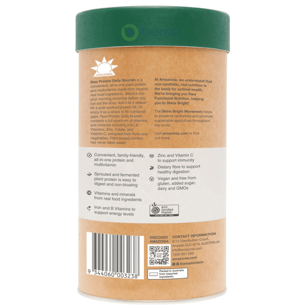 Amazonia Raw, Raw Protein Daily Nourish Vanilla, 500g (8196754276604)