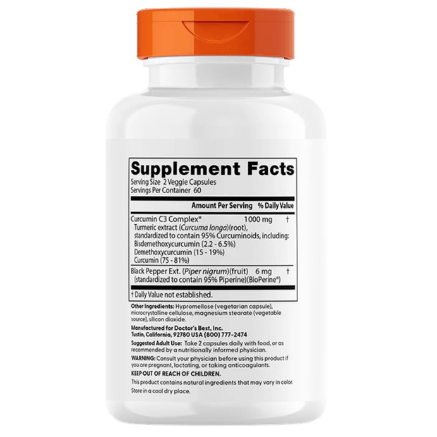 Doctor's Best, High Absorption Curcumin, 500 mg, 120 Capsules (4418556952716)