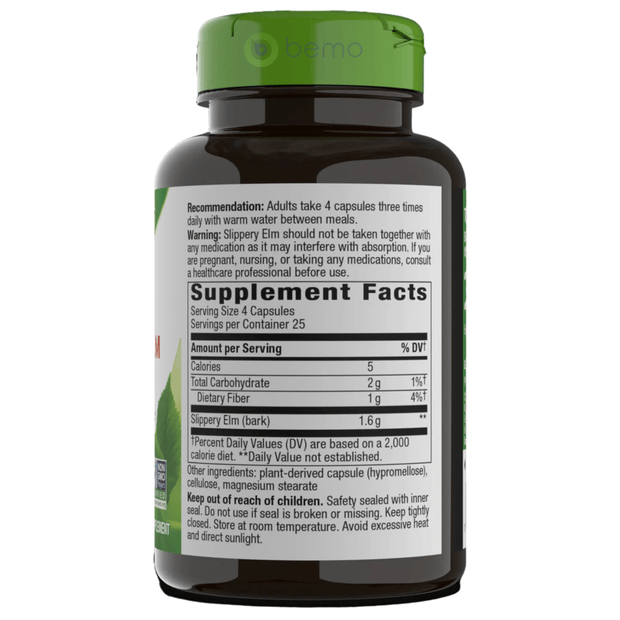 Nature's Way, Slippery Elm Bark, 100 Vegan Capsules (6053705187492)