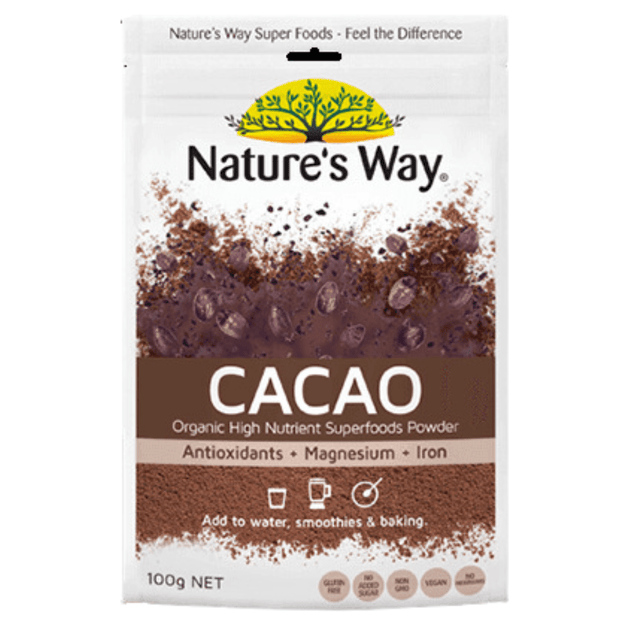 Nature's Way, Organic Cacao Powder, 100g (8647771062524)
