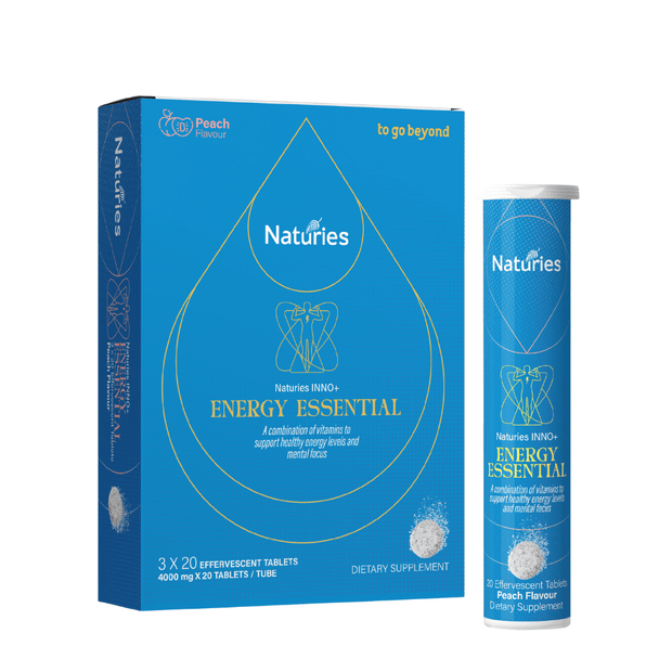 Naturies, Energy Essential Effervescent Tablets, 3x20 Tabs (8564897841404)