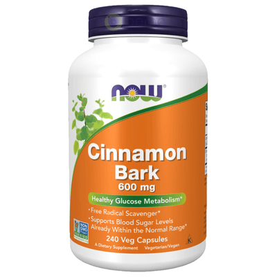 Now Foods, Cinnamon Bark 600 mg, 240 Veggie Capsules (8687646179580)