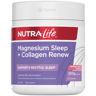 Nutra-Life, Magnesium Sleep + Collagen Renew, Berry Flavour, 250g Powder (8006186860796)