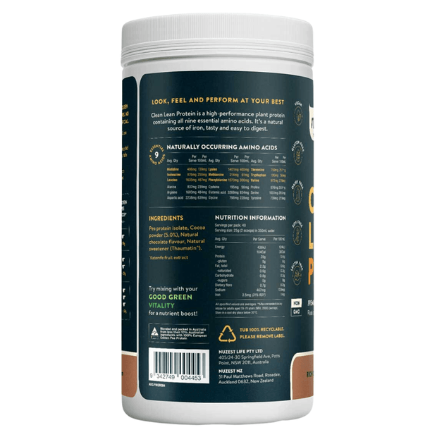 Nuzest, Clean Lean Protein, Rich Chocolate, 1kg (8641894285564) (8641910145276)