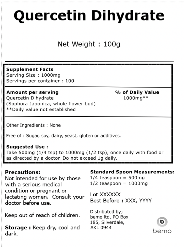 bemo, Quercetin Dihydrate, 100g (8199234617596)