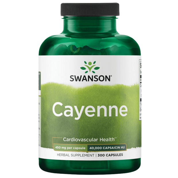 Swanson, Cayenne 40,000 Capsaicin Hu/G 450mg, 300 Caps (8781698531580) (8199234617596)