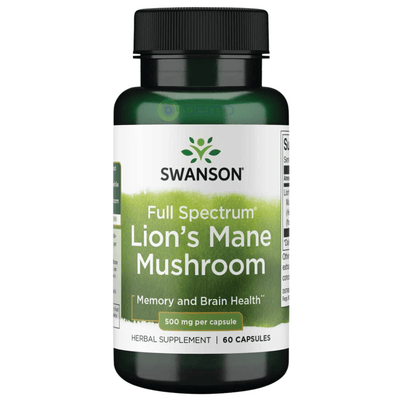 Swanson, Full Spectrum Lion's Mane Mushroom 500mg, 60 Caps (8782490566908)