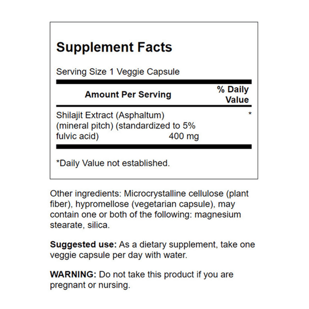 Swanson, Shilajit Extract 400mg, 60 Veg Caps (8782527824124)